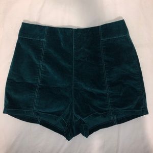 Teal Velvet Shorts
